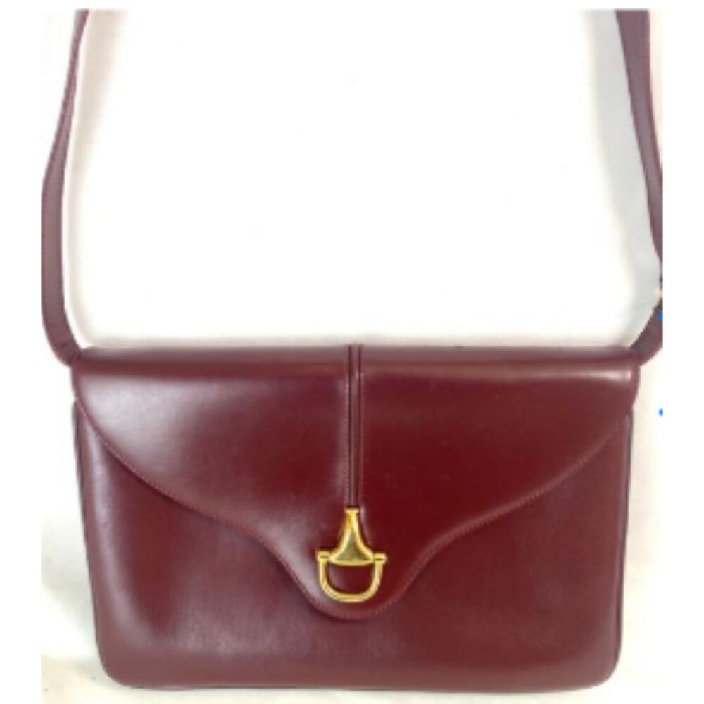 GUCCI Shoulder Bag Burgundy Leather 1955 Horsebit Gold Hardware Vintage - Picture 2 of 9